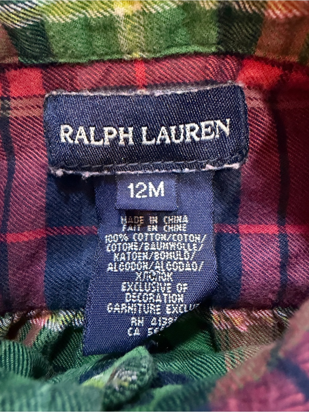 Ralph Lauren Polo Girls Plaid Ruffle Button-Front Dress Shirt Sz 12M - Picture 4 of 6